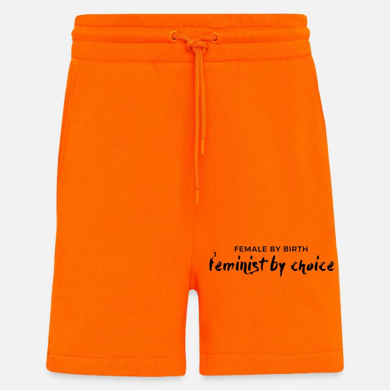 Femme de naissance – Féministe par choix - Short bio décontracté fabriqué en UE - SUNSET ORANGE