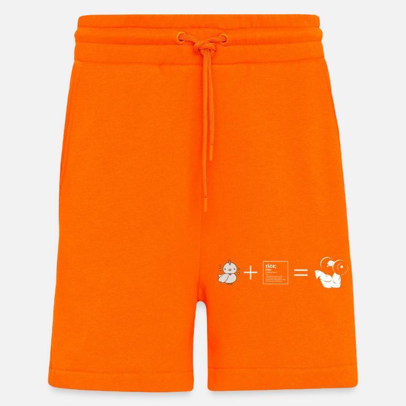 Le poulet et le riz font du muscle - Short bio décontracté fabriqué en UE - SUNSET ORANGE