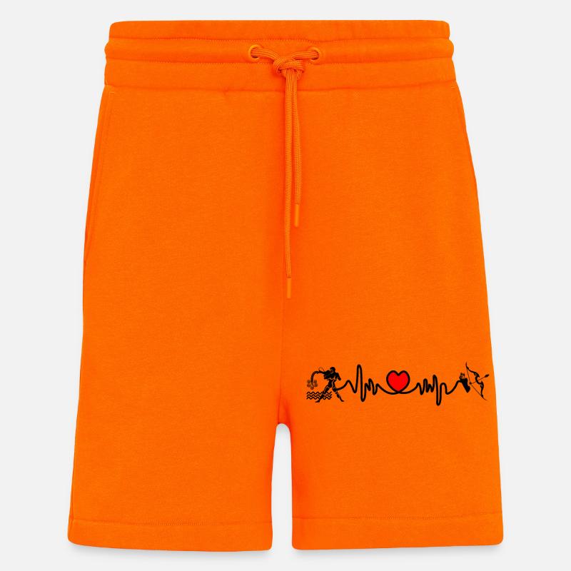 Fréquence cardiaque cardio Verseau Sagittaire - Short bio décontracté fabriqué en UE - SUNSET ORANGE