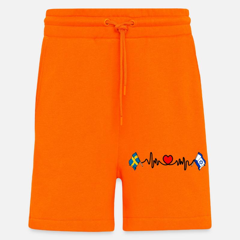 Cardio heart Drapeau Suède, drapeau Israël - Short bio décontracté fabriqué en UE - SUNSET ORANGE