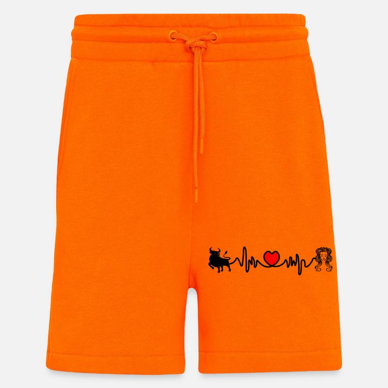 Fréquence cardiaque cardio Taureau vierge - Short bio décontracté fabriqué en UE - SUNSET ORANGE