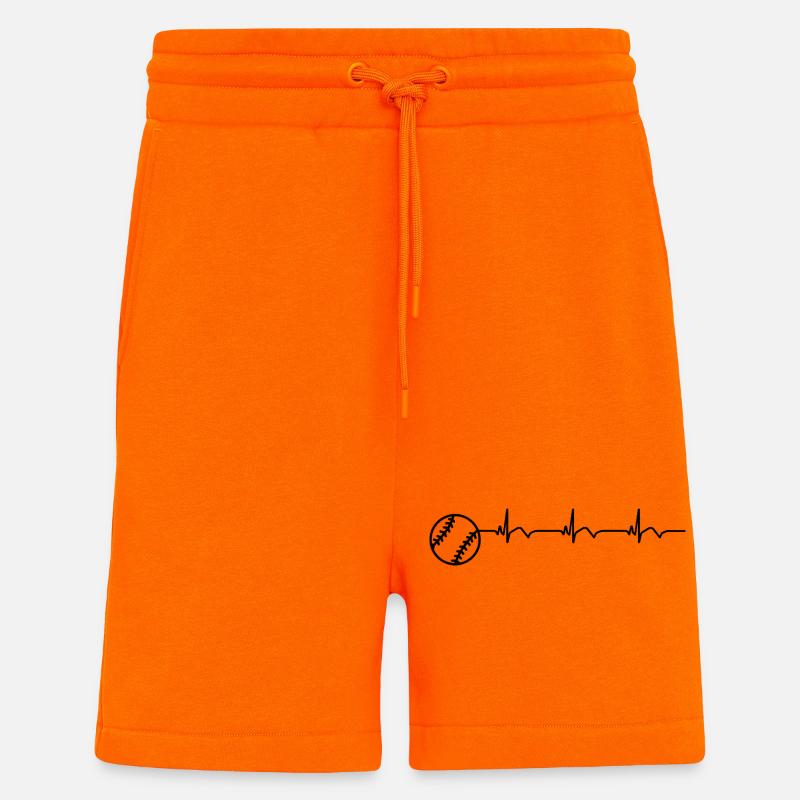 Baseball ECG Batte de baseball - Short bio décontracté fabriqué en UE - SUNSET ORANGE