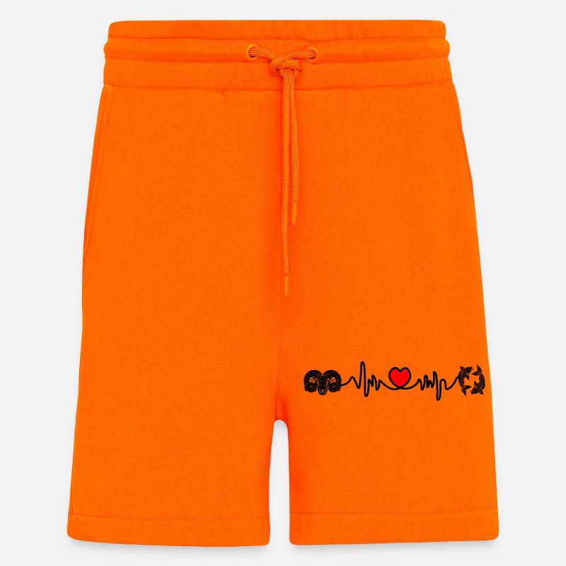 Fréquence cardiaque Cardio Bélier Poissons - Short bio décontracté fabriqué en UE - SUNSET ORANGE