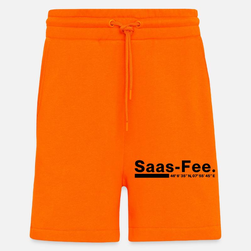 Coordonnées Saas-Fee Valais, Suisse - Short bio décontracté fabriqué en UE - SUNSET ORANGE