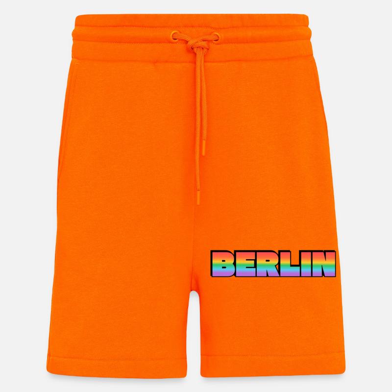 Berlin Rainbow Gradient Text LGBT - Shorts - made by SPREAD - SUNSET ORANGE