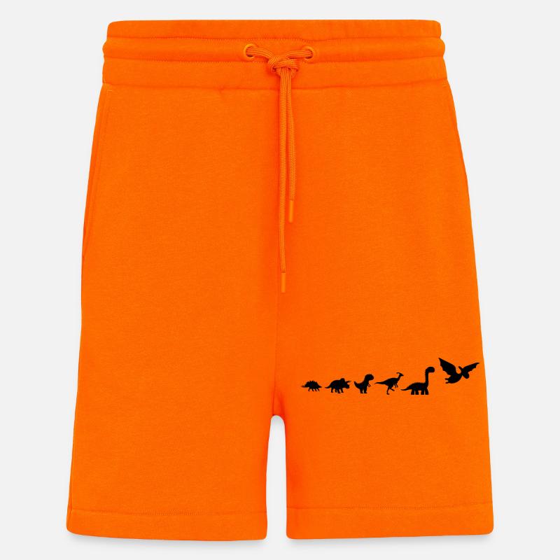 Évolution dinosaures  - Short bio décontracté fabriqué en UE - SUNSET ORANGE