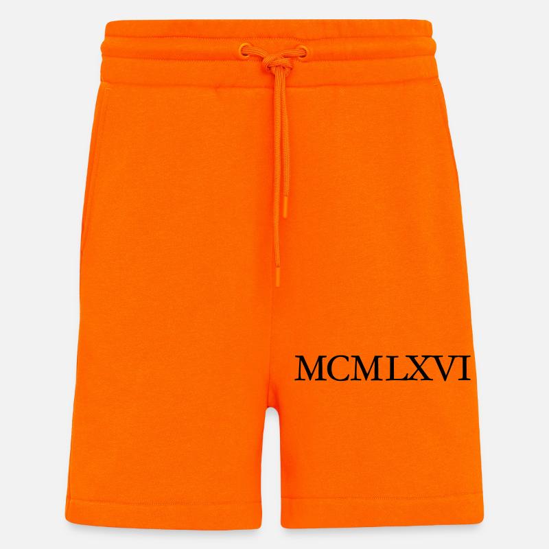 MCMLXVI 1966 Roman Anniversaire Année - Short bio décontracté fabriqué en UE - SUNSET ORANGE