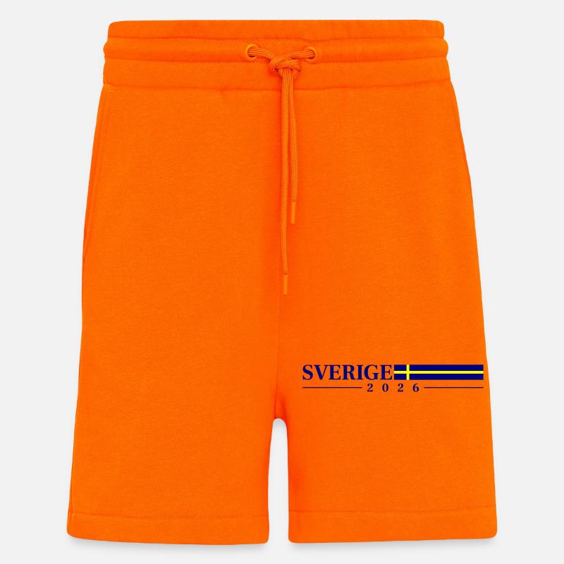 Drapeau de Suède 2026 - Short bio décontracté fabriqué en UE - SUNSET ORANGE