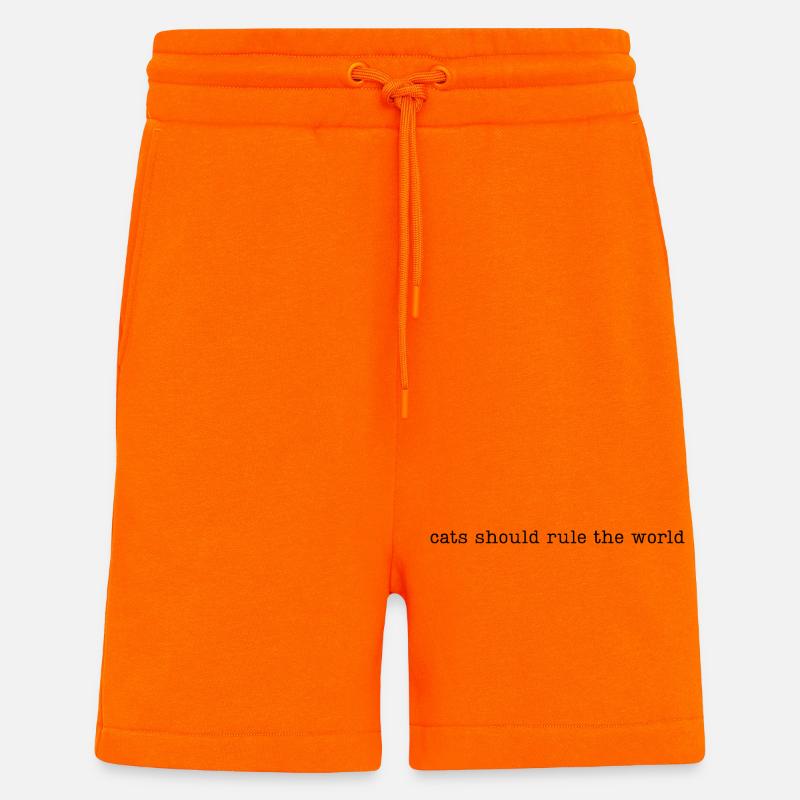 Les chats devraient dominer le monde - Short bio décontracté fabriqué en UE - SUNSET ORANGE