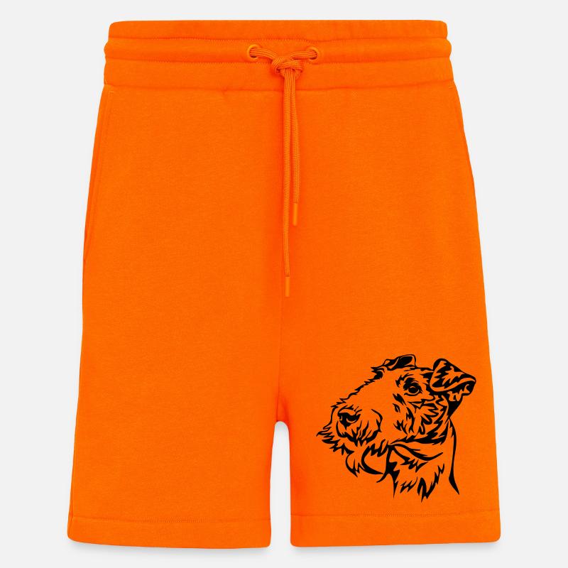 Tête de Fox terrier - Short bio décontracté fabriqué en UE - SUNSET ORANGE