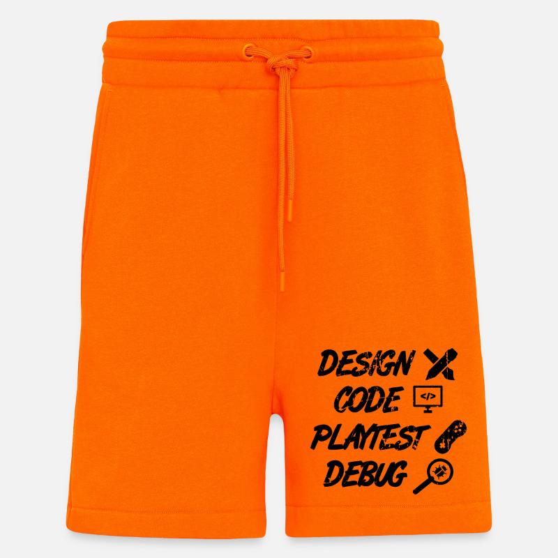 Design Code Playtest Debug - Shorts - made by SPREAD - SUNSET ORANGE
