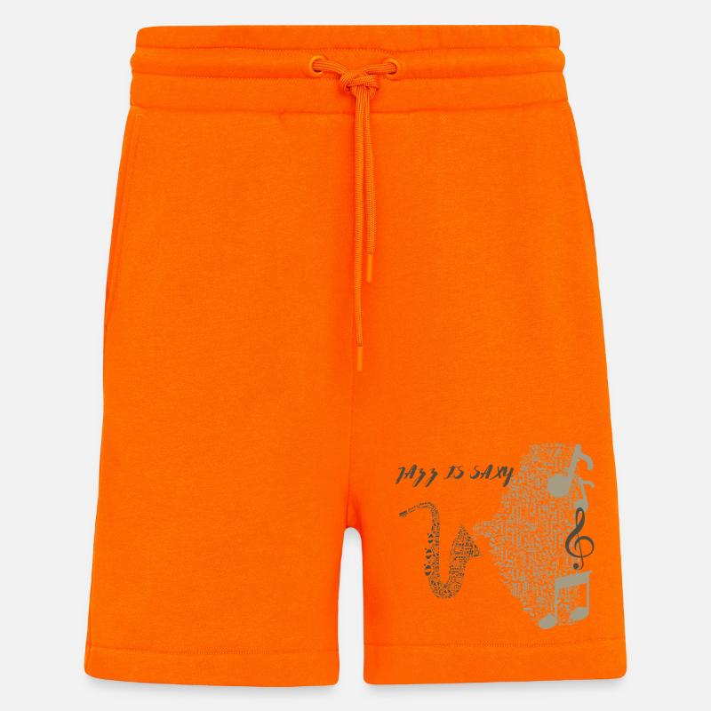 Musical Saxophone Design in Notes - Shorts - made by SPREAD - SUNSET ORANGE