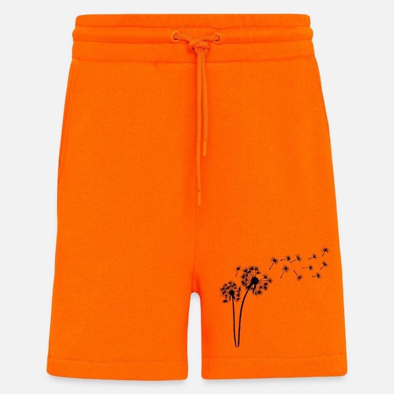 Schwarzer Löwenzahn im Wind - Shorts - made by SPREAD - SUNSET ORANGE