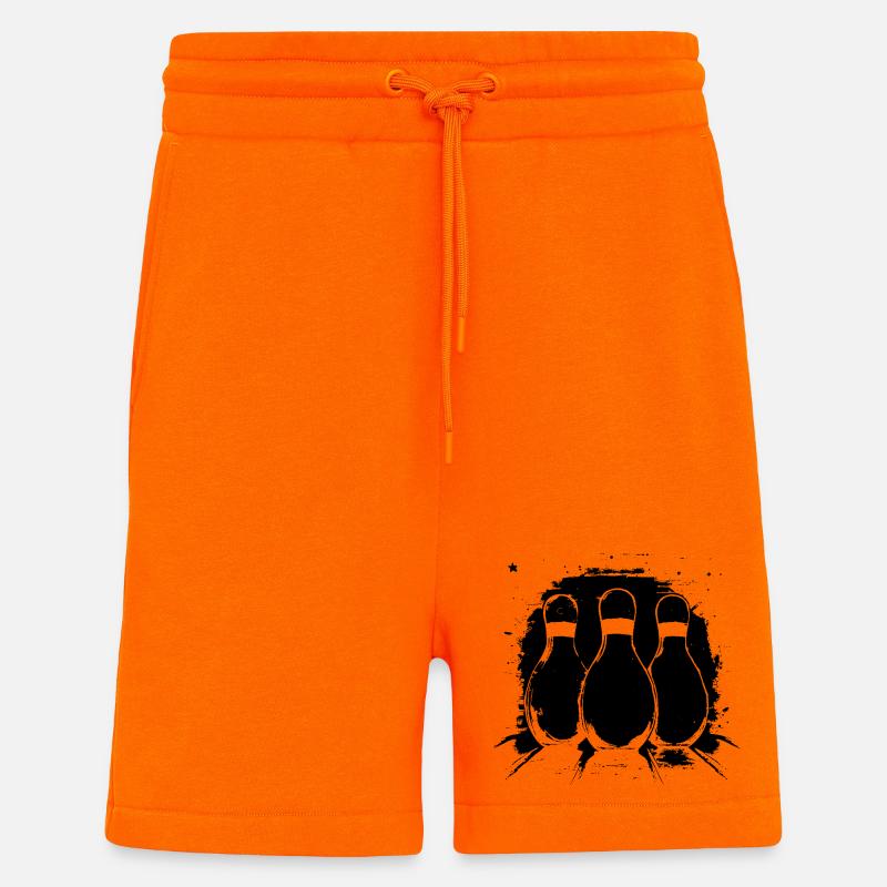 Graphiques de bowling - Short bio décontracté fabriqué en UE - SUNSET ORANGE