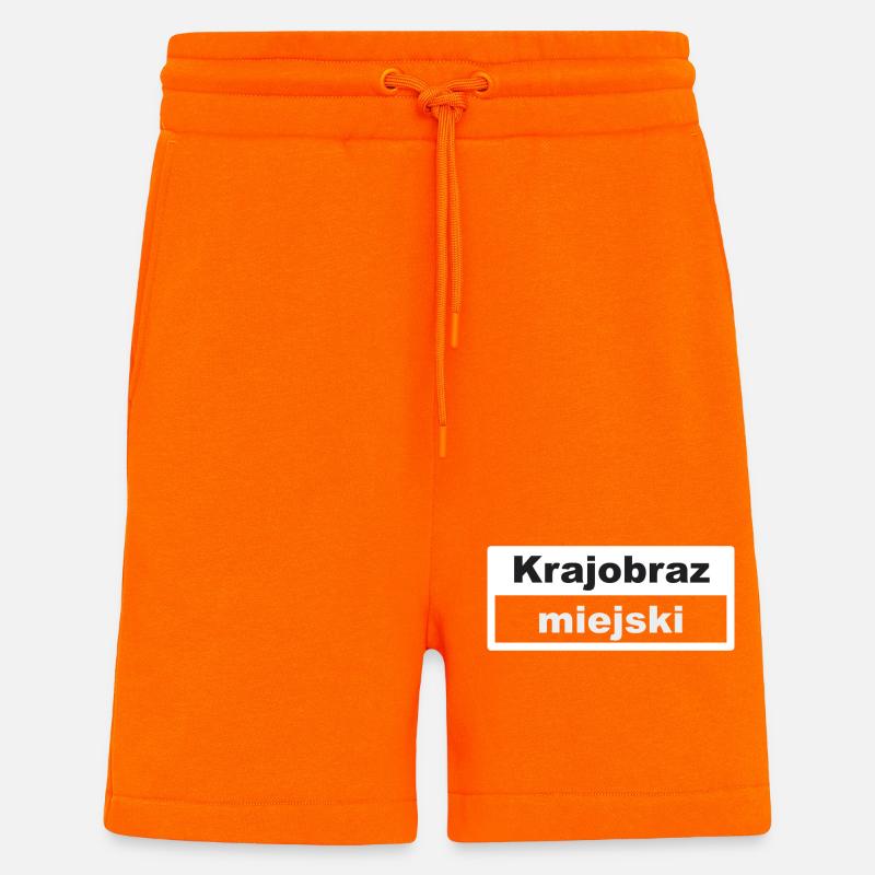Cityscape Typography Polish - Shorts - made by SPREAD - SUNSET ORANGE