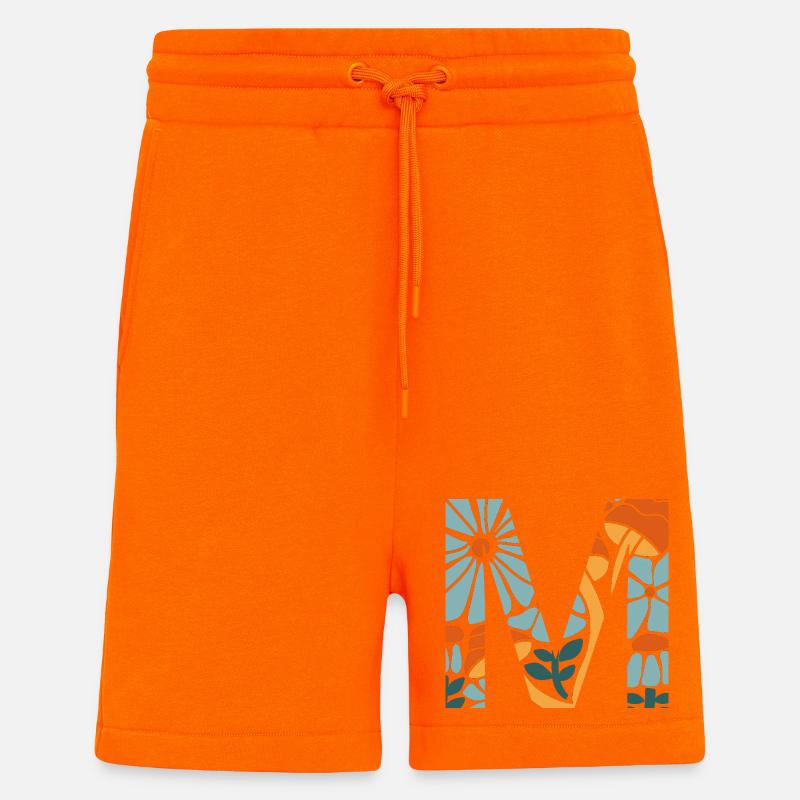 Buchstabe m Blumen groovy Geschenkidee - Shorts - made by SPREAD - SUNSET ORANGE