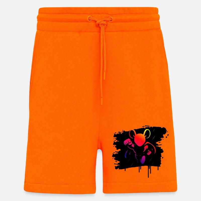 Superhéros Souris Néon Héros Gradient Cartoon - Short bio décontracté fabriqué en UE - SUNSET ORANGE