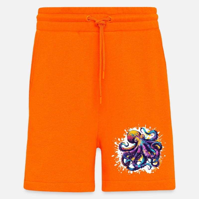 Neon-Tintenfisch Farbexplosion - Shorts - made by SPREAD - SUNSET ORANGE