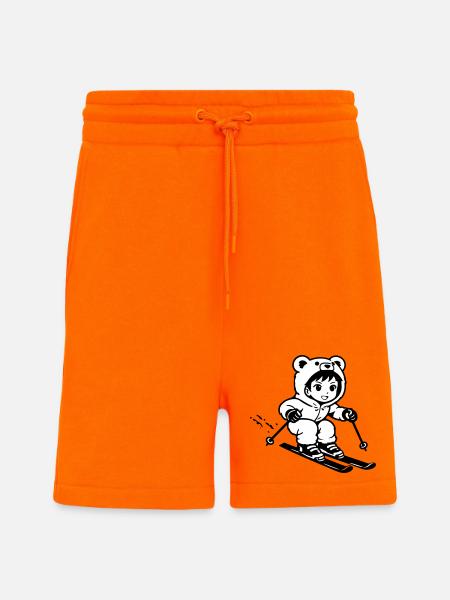 Ski Bears in Anime Style - Shorts - made by SPREAD - SUNSET ORANGE