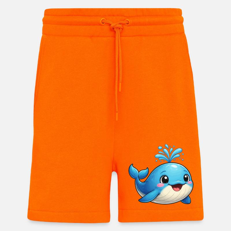 Kleiner blauer Wal mit Wasserfunken - Shorts - made by SPREAD - SUNSET ORANGE