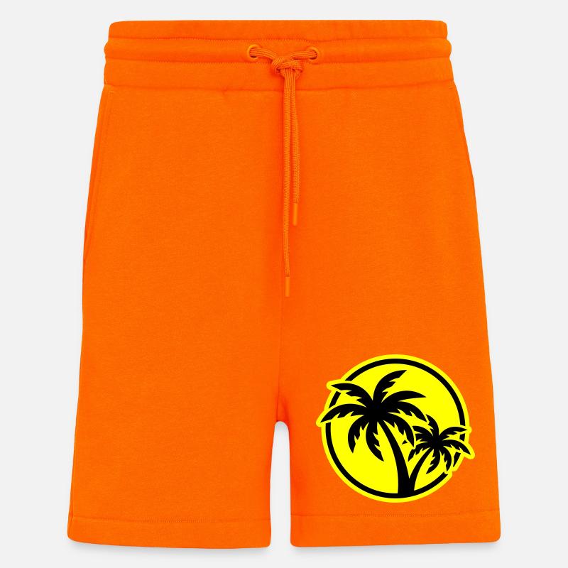 Plage symbole de Palm Tree - Short bio décontracté fabriqué en UE - SUNSET ORANGE