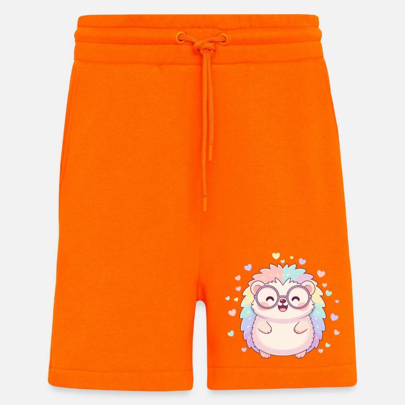 Pastell-Igel mit Brille und Herzen - Shorts - made by SPREAD - SUNSET ORANGE
