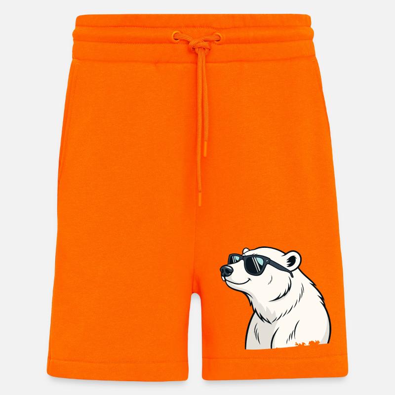 Cool Polar Bear with Glasses - Shorts - made by SPREAD - SUNSET ORANGE