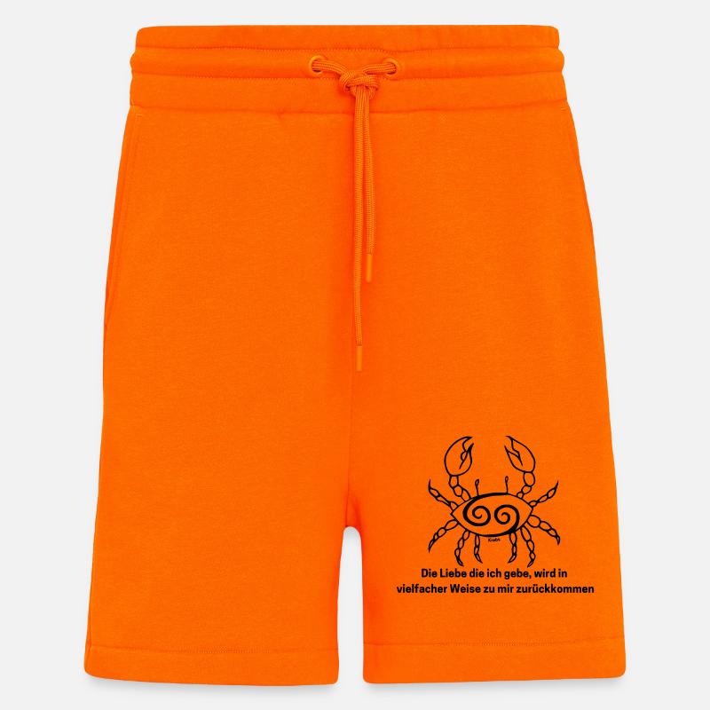 Signe du zodiaque Cancer - Short bio décontracté fabriqué en UE - SUNSET ORANGE