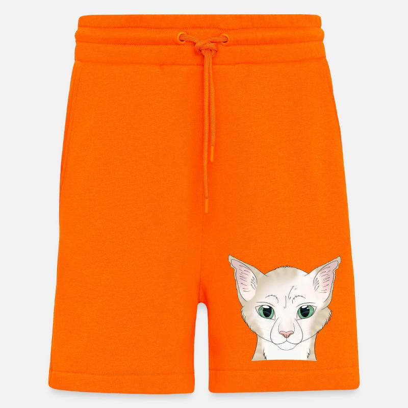 Katze weiß beige - Shorts - made by SPREAD - SUNSET ORANGE