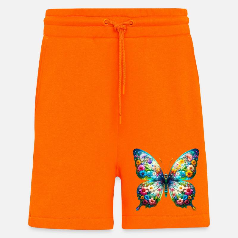 Schmetterling mit Blumen verziert - Shorts - made by SPREAD - SUNSET ORANGE