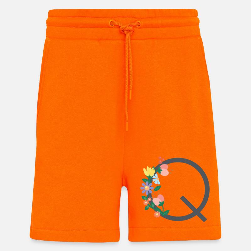 Eleganter Buchstabe 'Q' mit Blumen - Shorts - made by SPREAD - SUNSET ORANGE