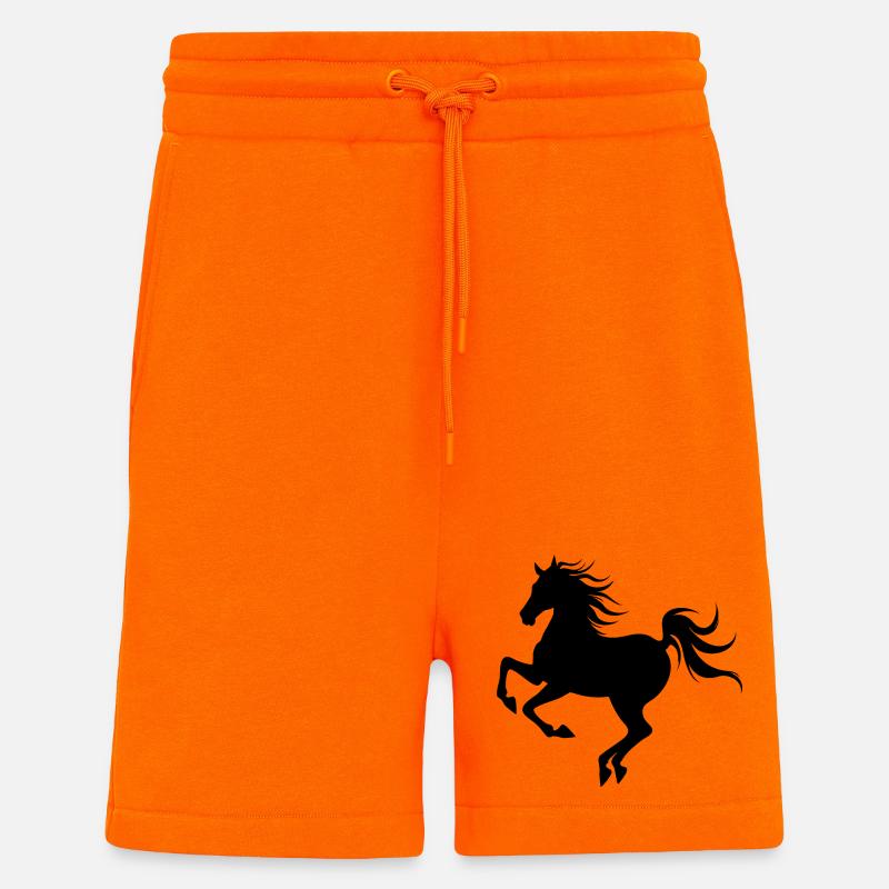 Silhouette de cheval gracieuse en mouvement - Short bio décontracté fabriqué en UE - SUNSET ORANGE