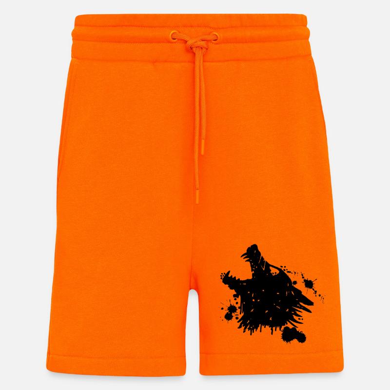 Heulender schwarzer Wolf - Shorts - made by SPREAD - SUNSET ORANGE
