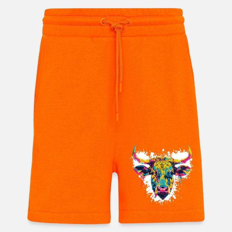 Cow Head Beef Paint Blobs - Shorts - made by SPREAD - SUNSET ORANGE