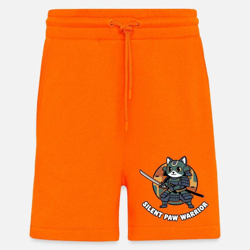 Silent Paws Samurai Warrior Cat - Shorts - made by SPREAD - SUNSET ORANGE