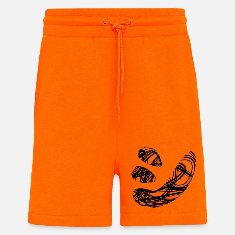Japanese text 'シ' (shi) pattern - Shorts - made by SPREAD - SUNSET ORANGE