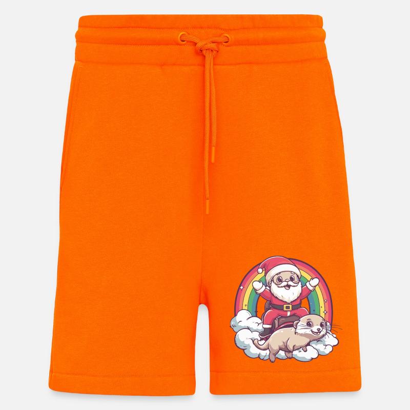 Noël du Père Noël Suricate - Short bio décontracté fabriqué en UE - SUNSET ORANGE