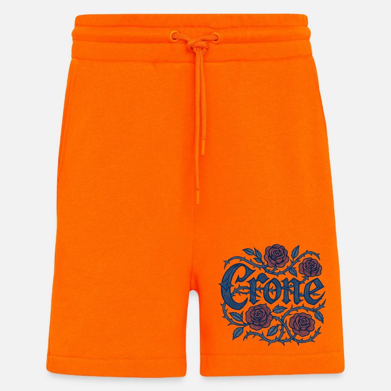George Roses avec vignes épineuses - Short bio décontracté fabriqué en UE - SUNSET ORANGE