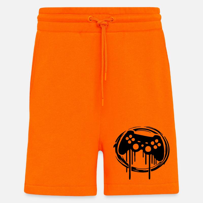 Gaming Controller Circle Pattern - Shorts - made by SPREAD - SUNSET ORANGE