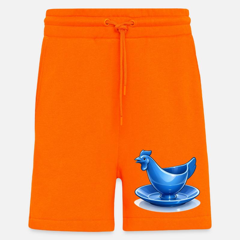 Blauer DDR Eierbecher Huhn Fanart, Ostalgie - Shorts - made by SPREAD - SUNSET ORANGE