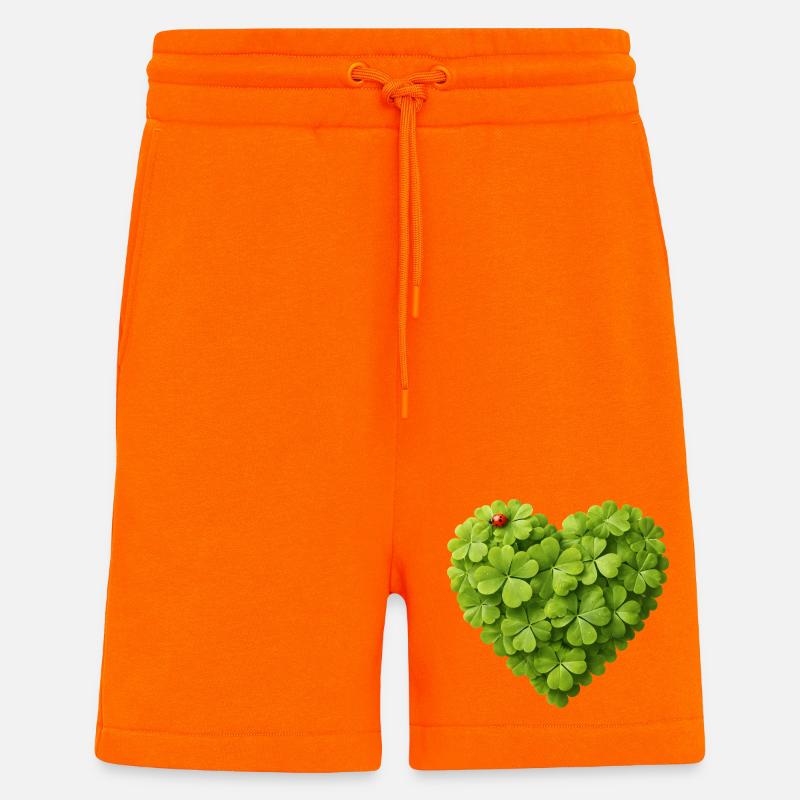 Cœur de trèfles avec Ladybug - Short bio décontracté fabriqué en UE - SUNSET ORANGE