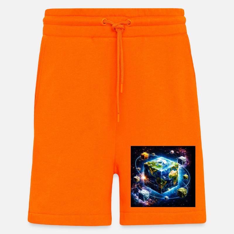 Cube terrestre dans l’espace - Short bio décontracté fabriqué en UE - SUNSET ORANGE