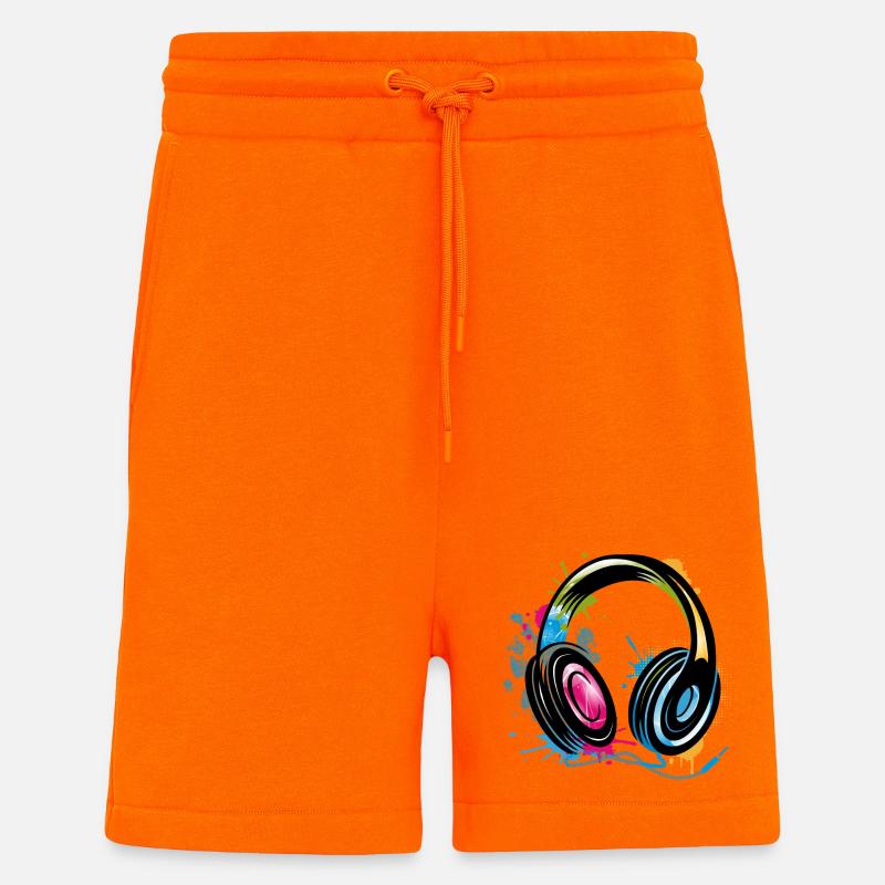 bunter Graffiti Kopfhörer - Shorts - made by SPREAD - SUNSET ORANGE