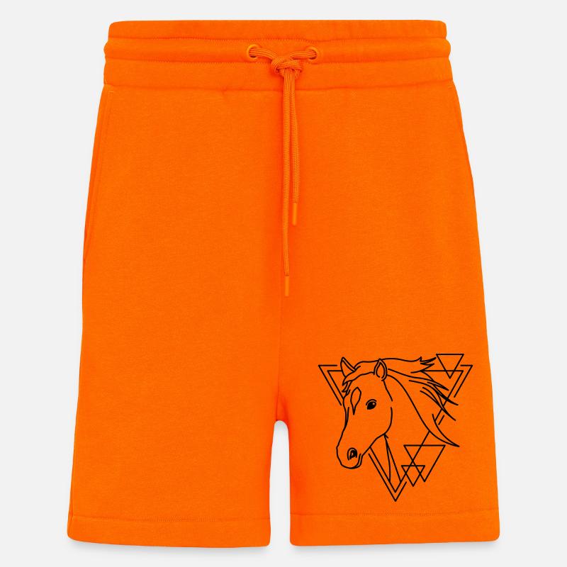 Pferd in geometrischer Form - Line-Art-Design - Shorts - made by SPREAD - SUNSET ORANGE