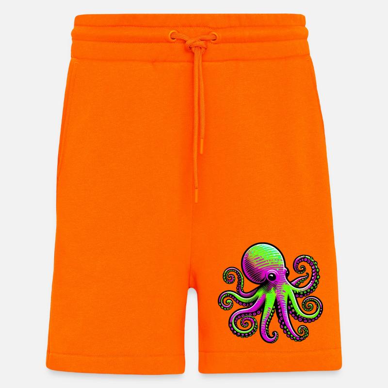 Pieuvre - Short bio décontracté fabriqué en UE - SUNSET ORANGE