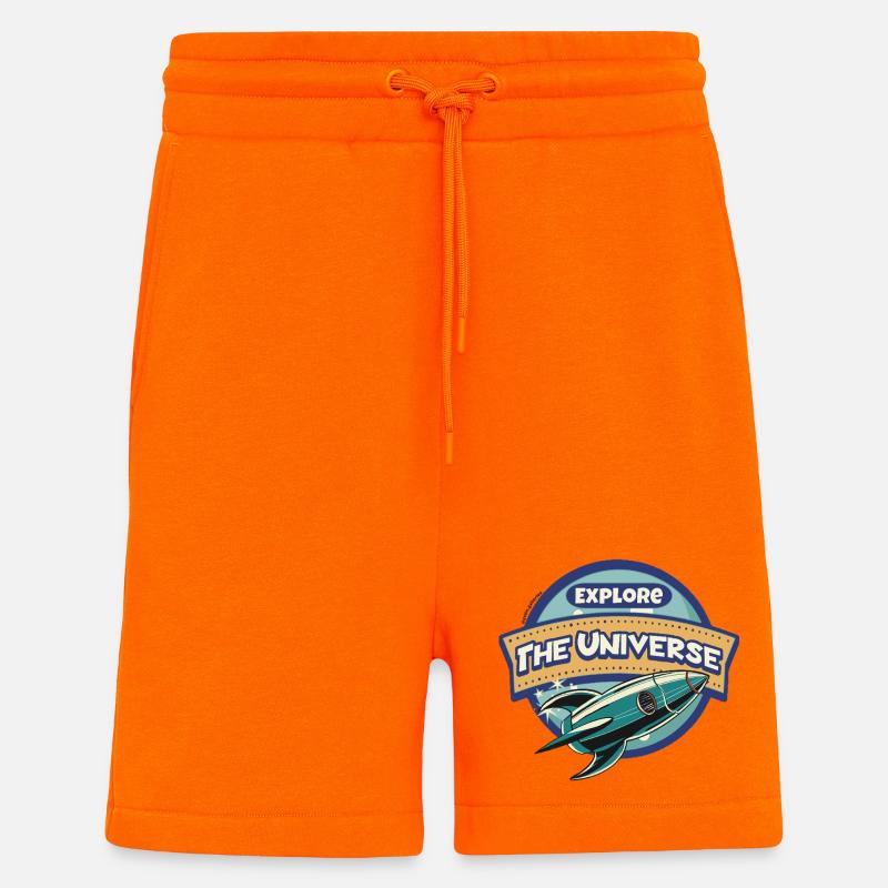 Space Explorer - Explorez l’Univers - Short bio décontracté fabriqué en UE - SUNSET ORANGE
