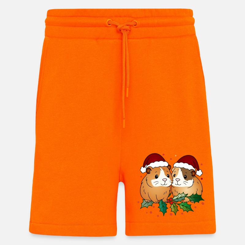 Duo cochon d’Inde moche de Noël - Short bio décontracté fabriqué en UE - SUNSET ORANGE