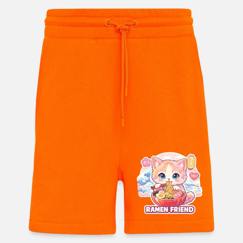 Pastel de Ramen pour chat - Short bio décontracté fabriqué en UE - SUNSET ORANGE