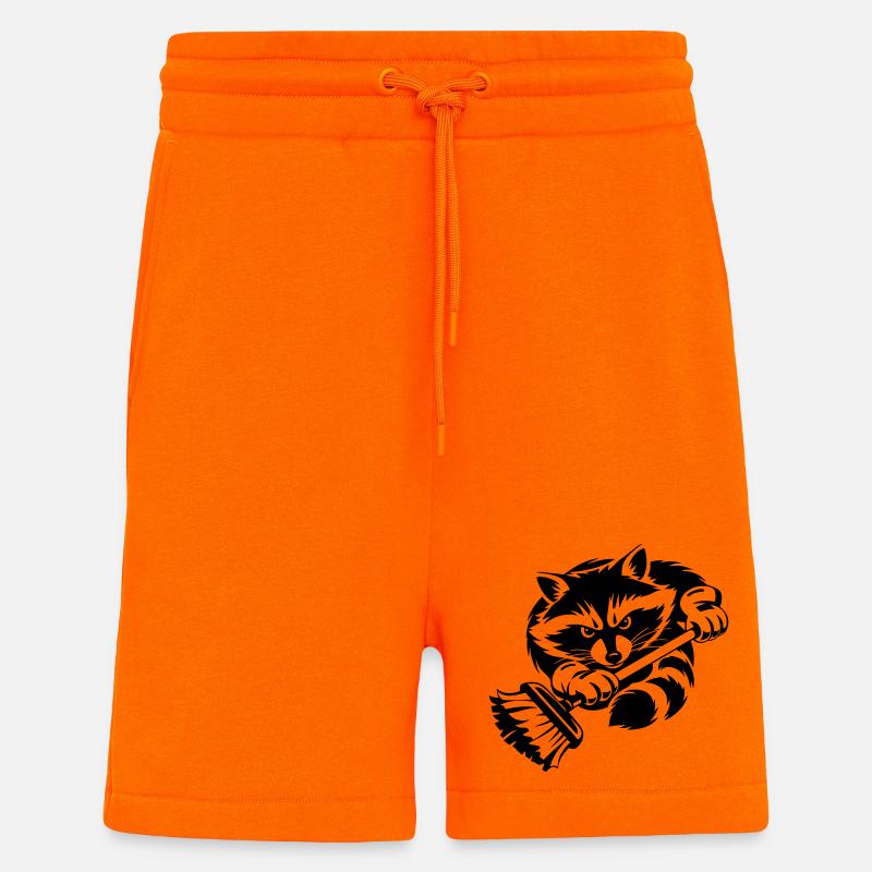 Waschbär mit Wischmopp – Putzprofi - Shorts - made by SPREAD - SUNSET ORANGE