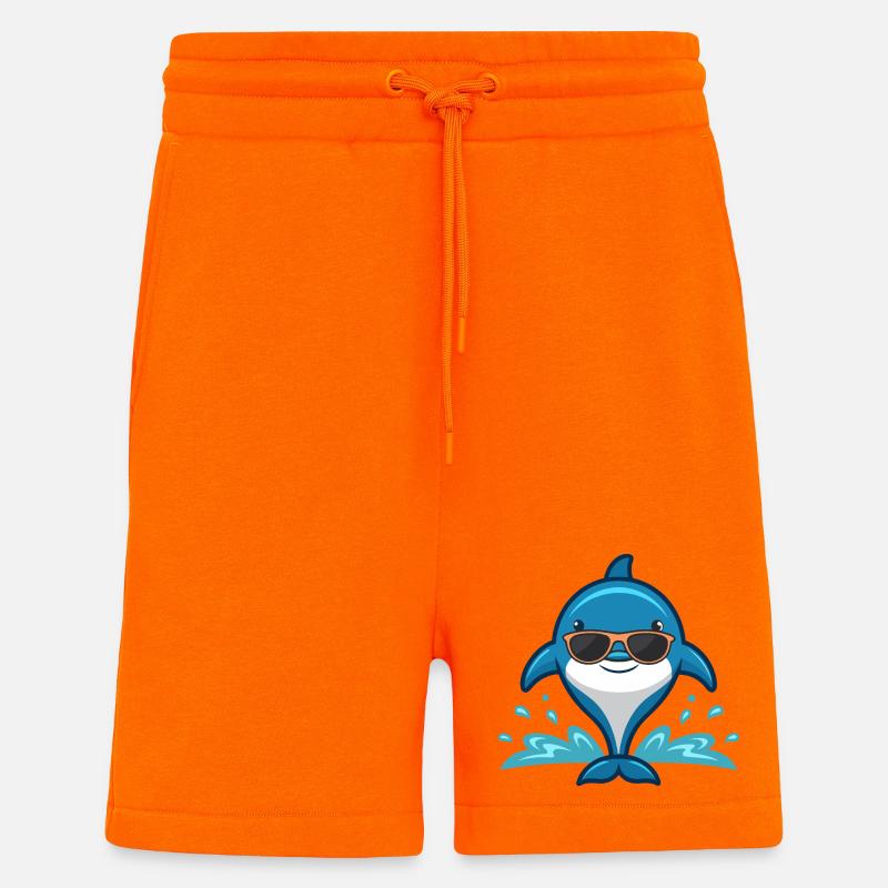 Dauphin chic sur les vagues - Short bio décontracté fabriqué en UE - SUNSET ORANGE